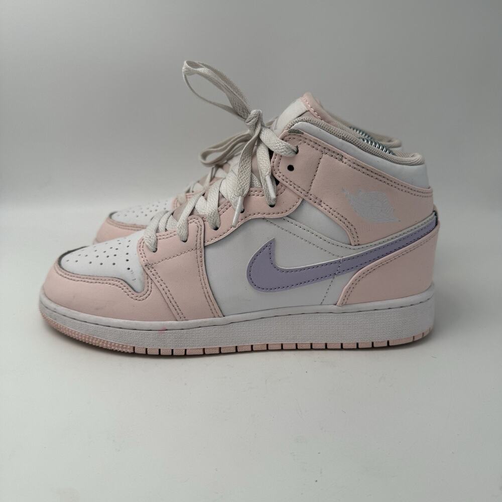 NIKE AIR JORDAN 1 MID YOUTH SIZE 5.5 M PINK WASH SNEAKERS FD8780-601 - Picture 4 of 9
